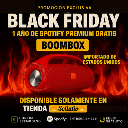 ¡POTENCIA Y SONIDO IMBATIBLES! ¡El BOOMBOX HA LLEGADO! +1 Año de Suscripción a Spotify Premium Gratis