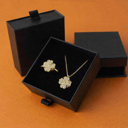 Kit 2 en 1 Viral en TikTok – Anillo Giratorio + Collar de Trébol