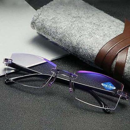 Pack de gafas antirayos azules multifocales autograduable mas funda de cuero