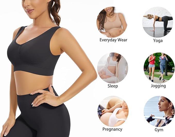 Sujetador deportiva sin costuras negro S/M