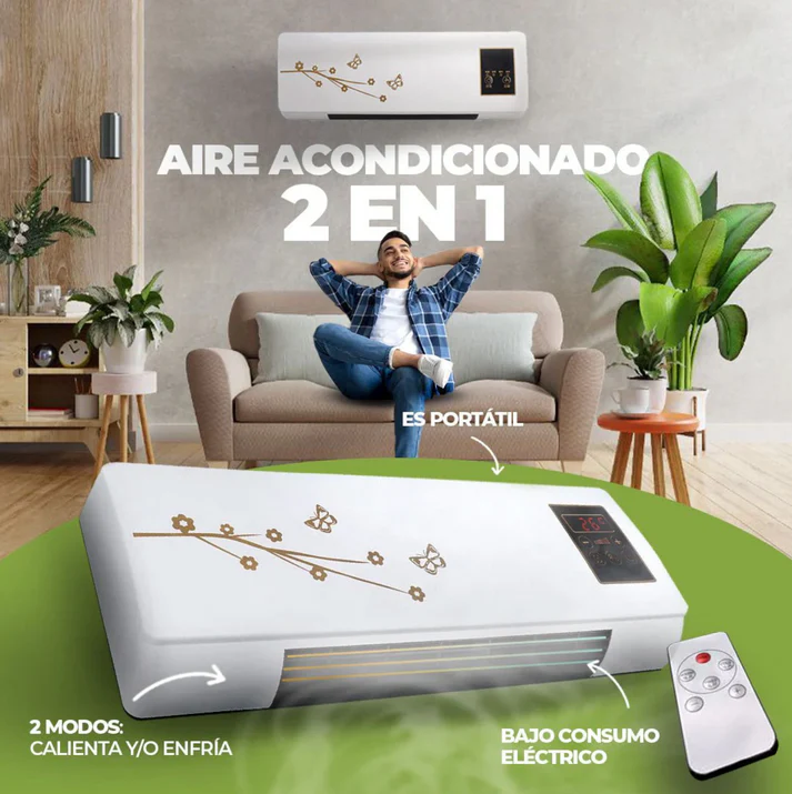 Mini Aire Acondicionado Portátil 2 en 1 - Calienta y Enfría al instante, con Bajo Consumo Energético